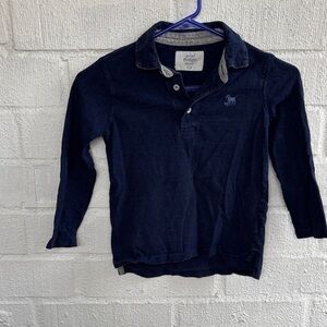 Mini Boden Patched Elbows Dark Blue Kids Polo Shirt sz 5/6